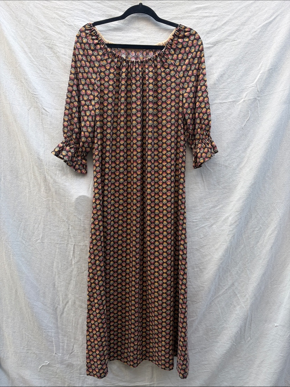 1940s Bohemian Floral Maxi Dress